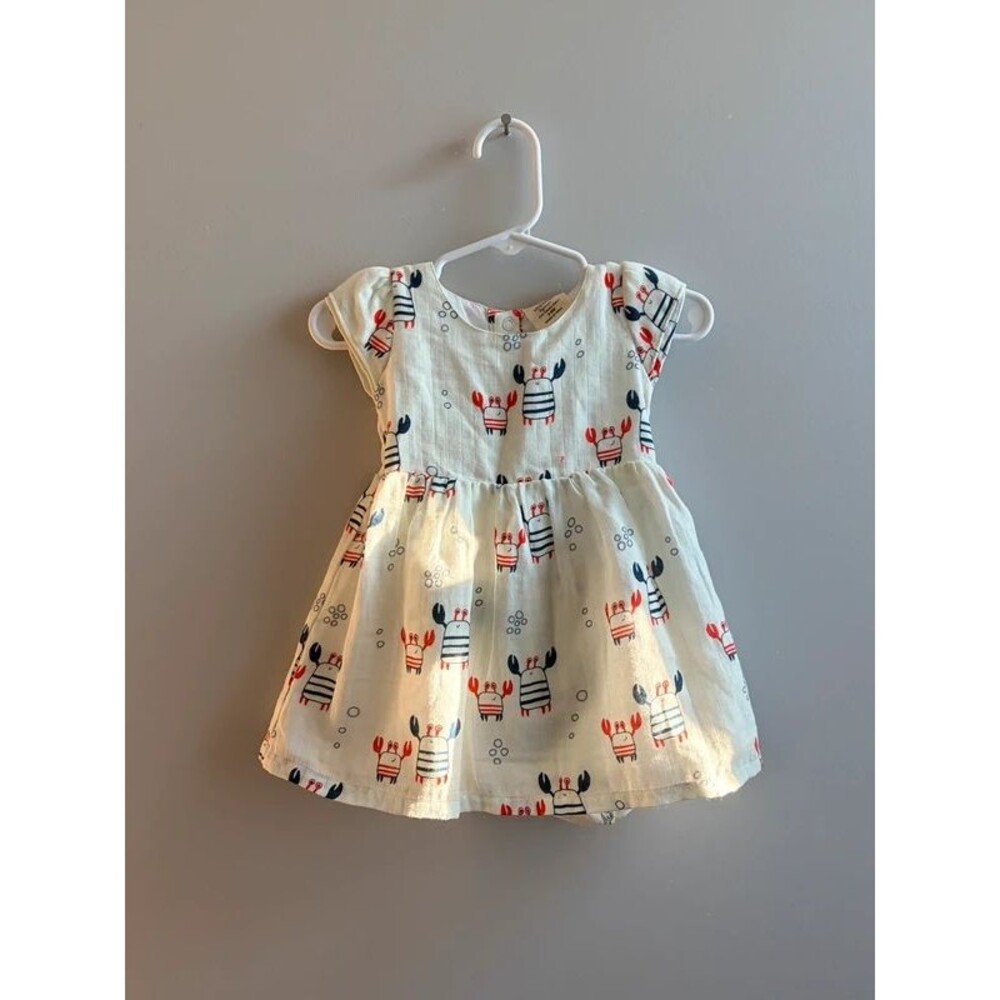 Viverano Organic Muslin Nautical Crab Dress & Bloomer Set 3-6M #summer #beach